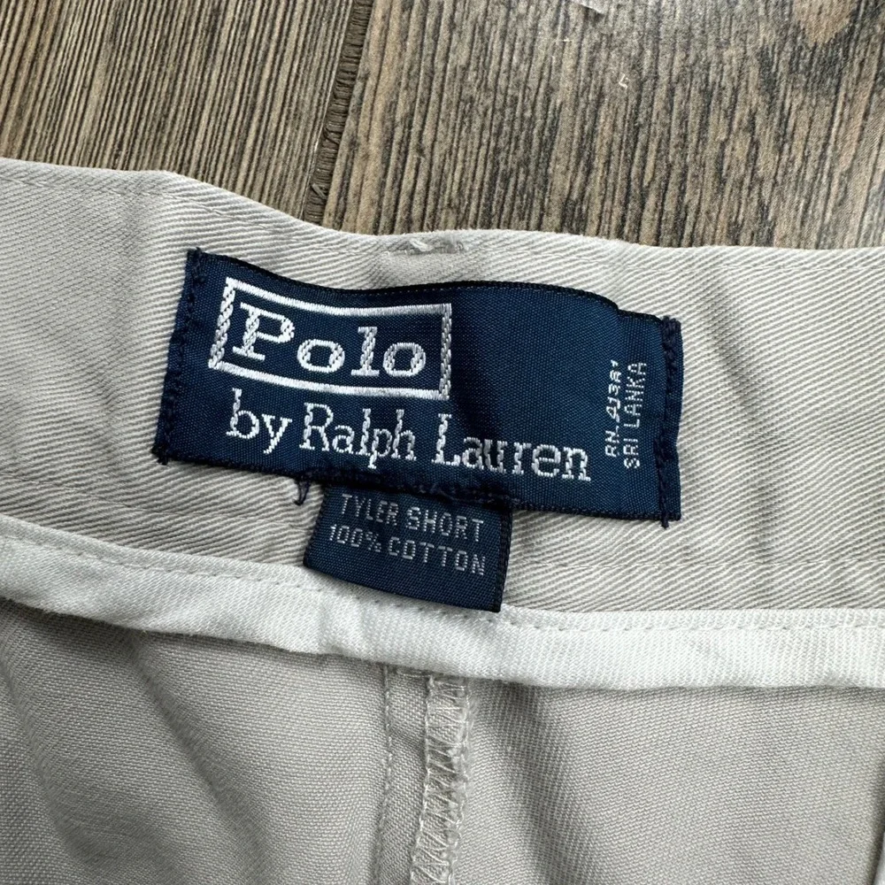 Polo Ralph Lauren Tyler Short Mens 35 Khaki Tan Pleated Chino Cotton Shorts 9in